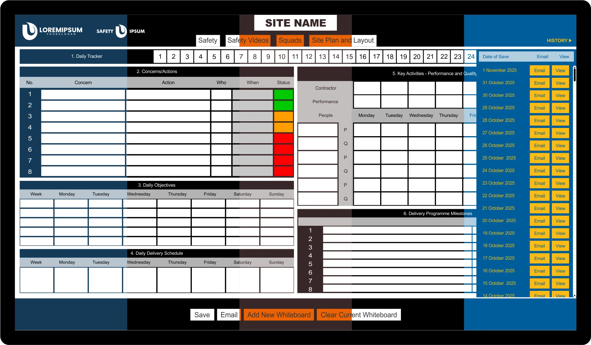 Whiteboard display samples